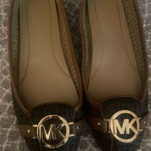 Michael Kors Dark Brown Loafers with Gold Emblem